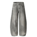 New high street retro inkjet denim wide-leg pants