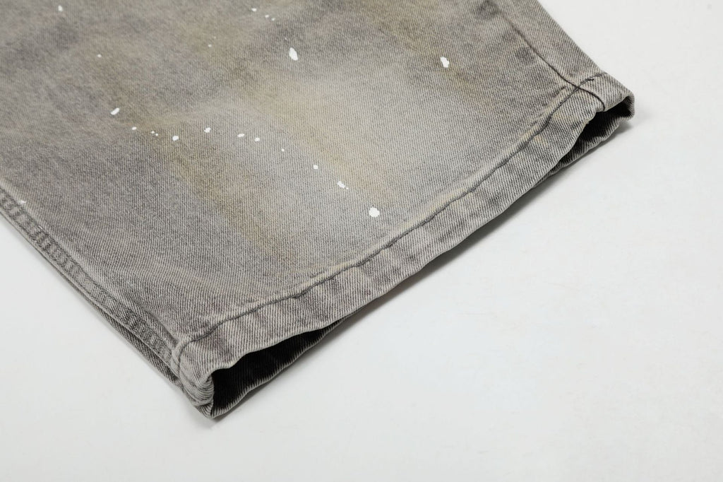 New high street retro inkjet denim wide-leg pants